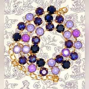 Purple Ube Velvet Cake Premium  Crystals  in 18K Gold Plated Classic Necklace